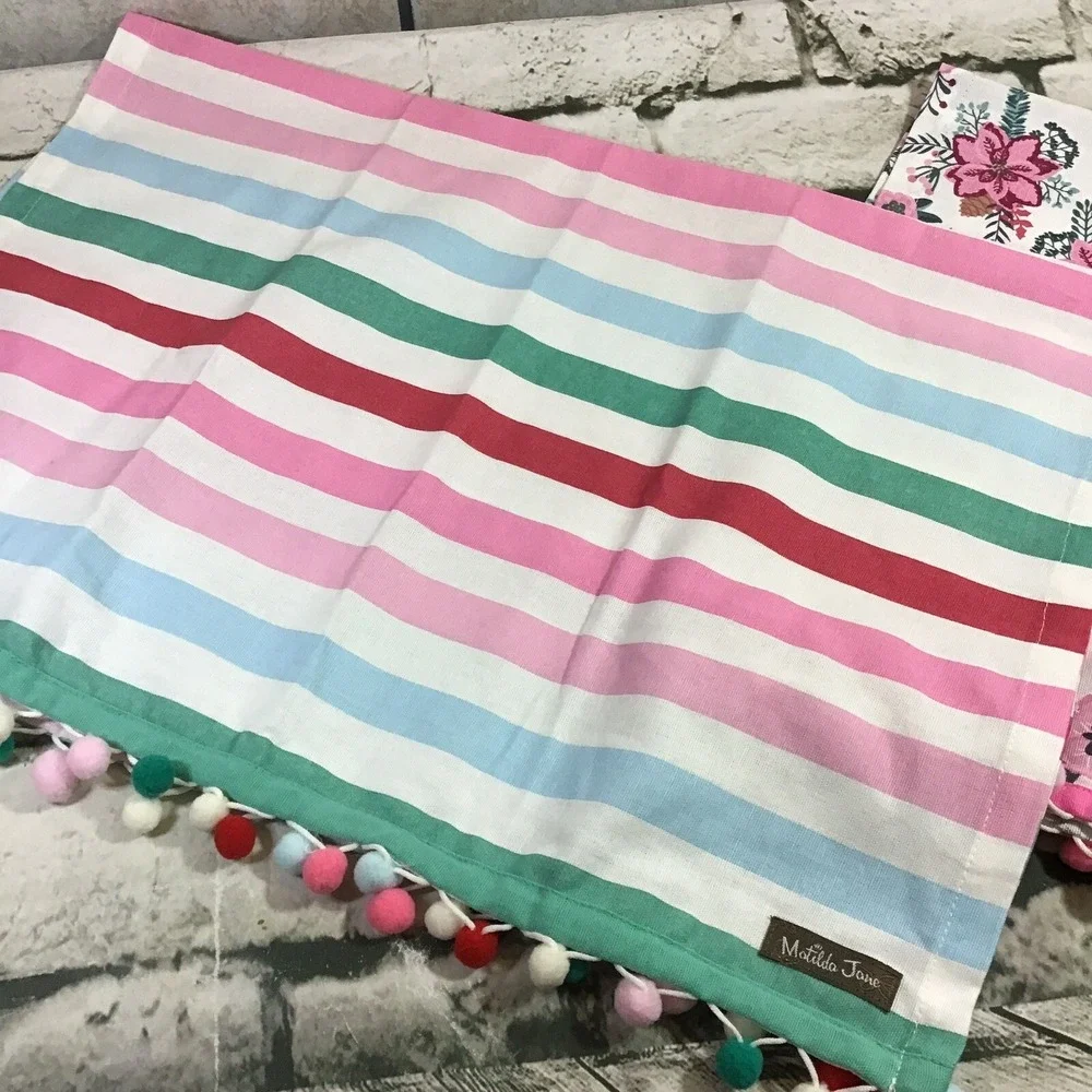 Matilda Jane Wonderment Baking Day Kitchen Tea Towels Lot Of‎ 2 Floral Striped